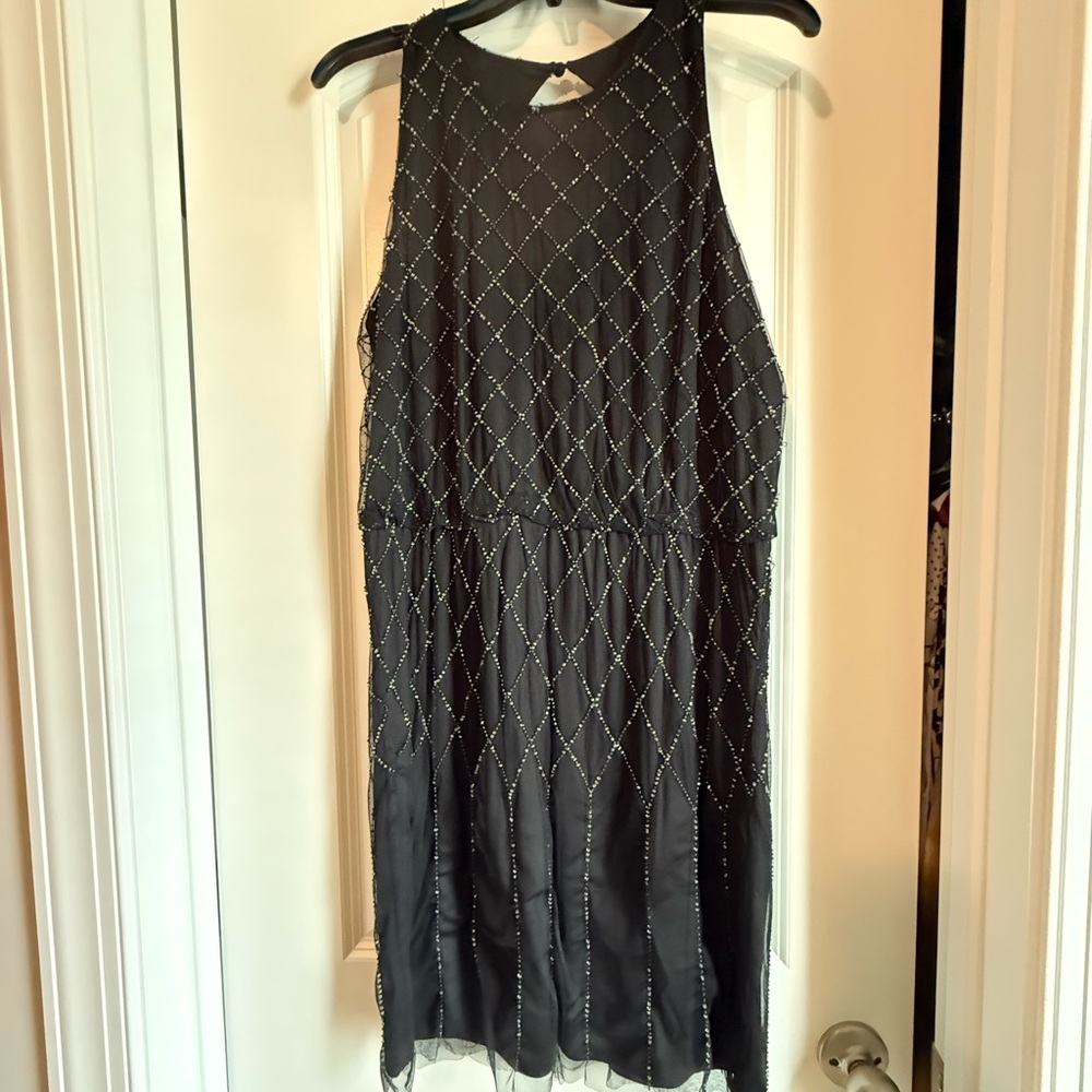 Liliana Black Midi Dress with Beading
